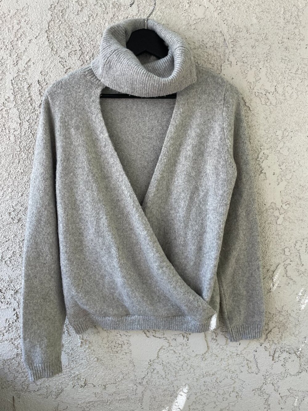 GUESS Grey Balletcore Wrap Cutout Turtleneck Sweater Size S